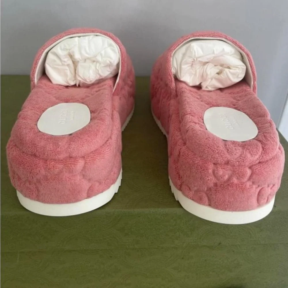 Gucci Wild Rose Terrycloth Platform Slides - Picture 3 of 5